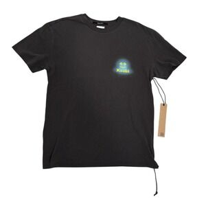 NEW Ksubi T Shirt Happy Glow Short Sleeve Smiley Face Logo Mens S Faded Black